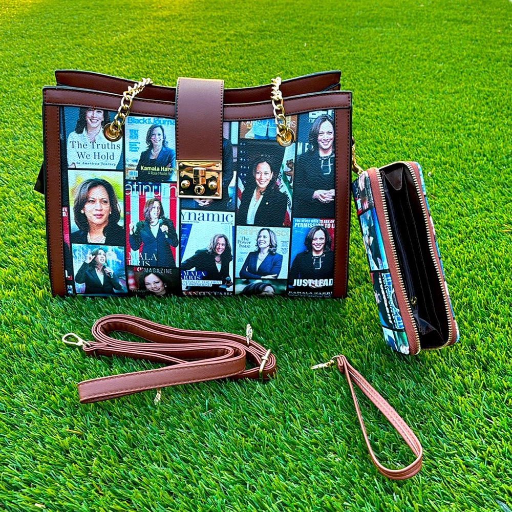 Kamala Harris 2 N 1 Brown Handbag.